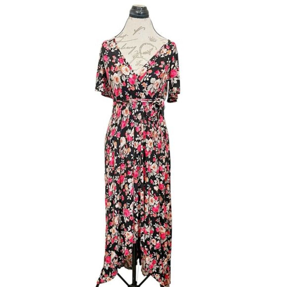 Reborn Dress Size Small Floral Wrap Maxi Botanical Bohemian Prairie Boho Summer
